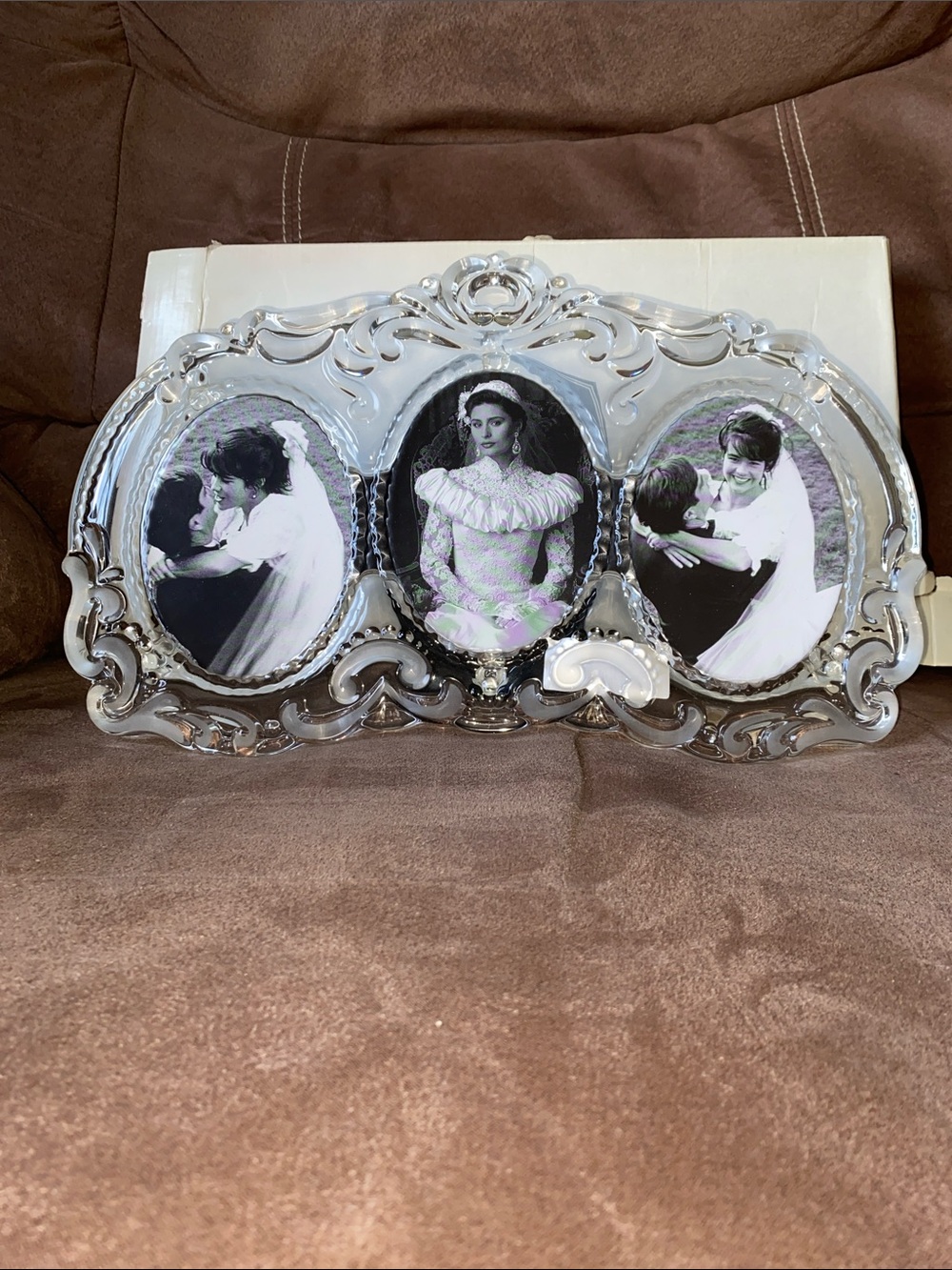 Mikasa Ornate Triple-Opening Silver Tone Picture Frame